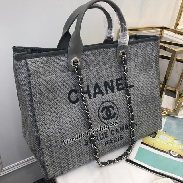 CHANEL女包 最新牛仔購物袋沙灘包 原單對版正品 經典新配色 對版刺繡LOGO 香奈兒手提袋 chanel單肩包 djc1605